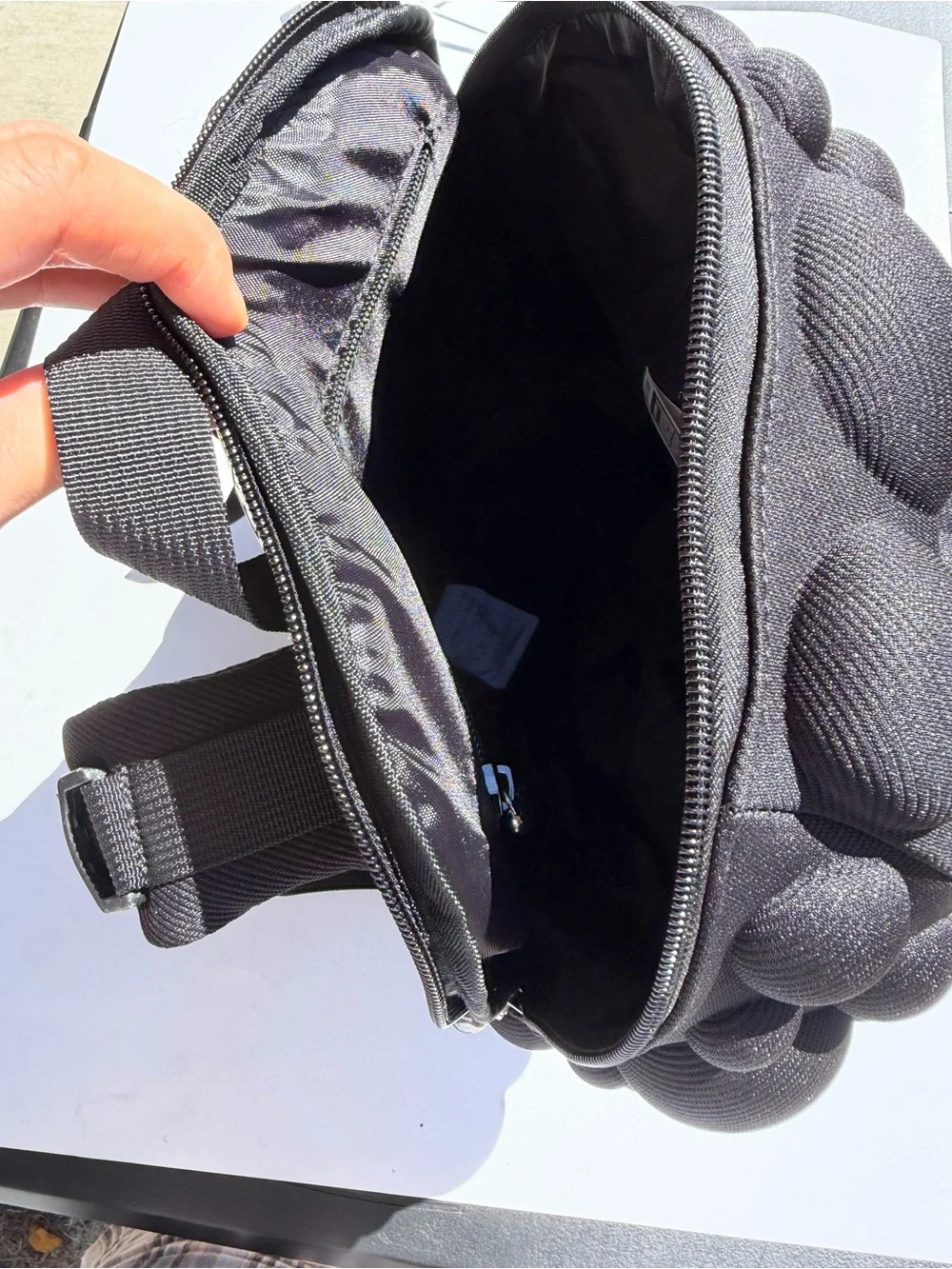 Ergonomic Black Bubble-Textured Men's Backpack